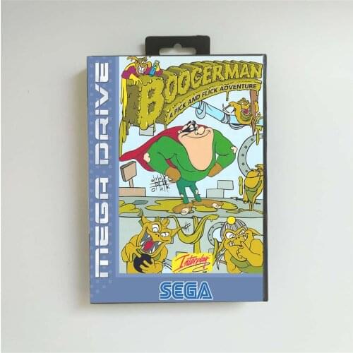 Boogerman A Pick and Flick Adventure - EUR Cover With Retail Box 16 Bit MD Game Card for Megadrive Genesis Video Game Console