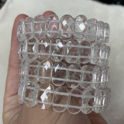 White rock quartz crystal stone beads bracelet natural gemstone jewelry bangle for woman for gift wholesale