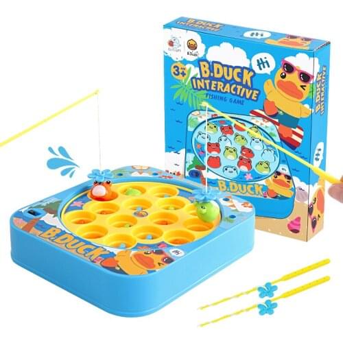 Kids Magnetic Fishing Game Toy Play Set Poles on-off Music Rotating Board for toddlers Interactive Indoor Outdoor Gift for Kids