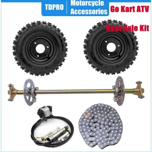 Mini Kids ATV QUAD Buggy Go Kart DIY Accessories Rear Axle Assembly Kit with 2PCS 4.10-6 Rear Wheels TF8 Chain Brake Cylinder