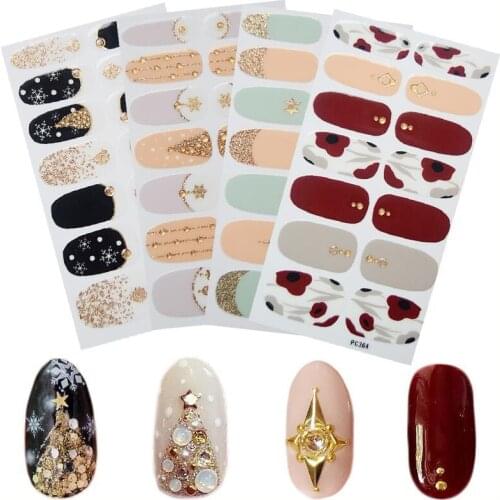 ENDRRFLLA 14tips/1pc New Nail Sticker Nail Sticker Full Sticker Nail Jewelry Decoration Waterproof Tape Adhesive Nail Oil Film