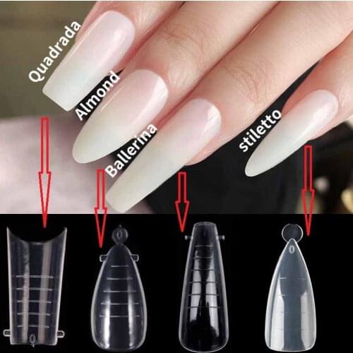 120Pcs Dual Nails Poly UV Gel Extension Mold Quick Building Fake Nail Finger Art DIY Decoration Nail Tips Clear Nail Forms