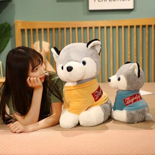 25/50cm Stuffed Simulation Dogs Plush Husky Lovely Sweater Dog Pet Toy Plush Animal Toy Children Kids Birthday Christmas Gifts