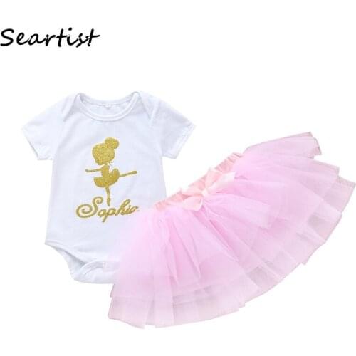 My First Christmas Clothes Set for Kids Baby Girls Infant Party Costume Cotton Bodysuit Mesh Tutu Skirt 2pcs 0-24M 40