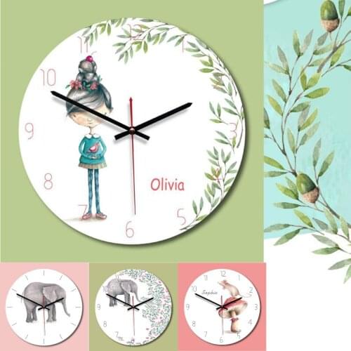 Cartoon Creative Retro Wall Clock European Minimalist Wood Decor Clock Girl Living Room Creative Clock Art Clock Home Decoration