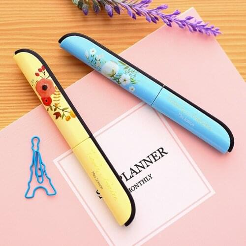Creative Flowers Pattern Portable Stationery Scissors Novelty Household Foldable Scissors Pen Shape Safe Student Handmade Lesson