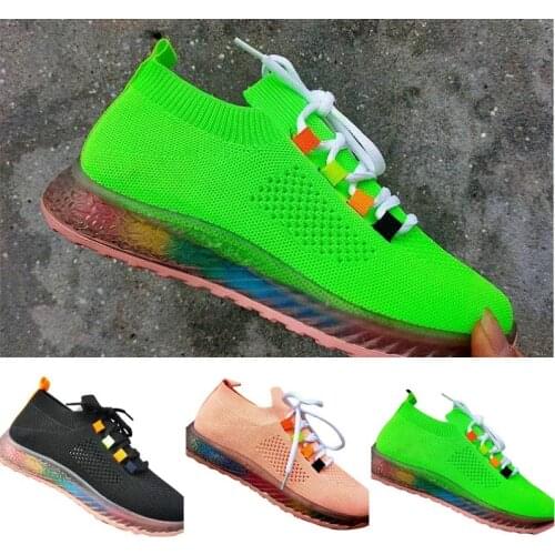 Spring Knitting Sock Sneakers Women Shoes Slip On Flat White Sneakers Walking Breathable Casual Sneakers Vulcanized Shoes Ladies