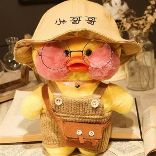 Lalafanfan Cute Duck Keychain Kawaii Cafe Mimi Yellow Duck Action Figure Keyring Bags Decoration Toys For Children Gifts
