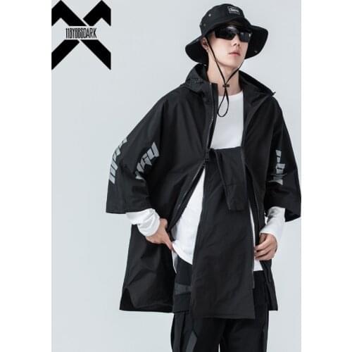 11 BYBBS DARK Seven-cent Sleeve Jacket Windbreaker Men Double Zipper Design Punk Streetwear Long Jacket Coats Hoody WB275