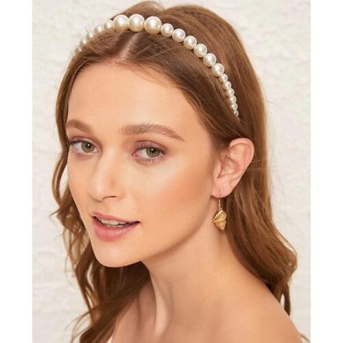 New Woman Full Pearl Hairbands Women Hair Accessories Korean Handmade Bow Flower Hoops Sweet Headband Wedding Ornaments 2020