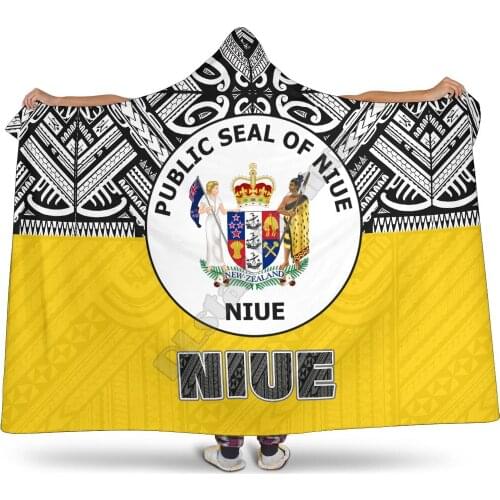 Niue Hooded Blanket Polynesian Design 3D printed Wearable Blanket Adults Kids Various Types Hooded Blanket