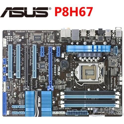 Original ASUS P8H67 1333Mhz DDR3 P8 H67 Motherboard ATX USB3.0 32GB PCI-E X16 Desktop LGA 1155 Computer PC Mainboard Plate Used