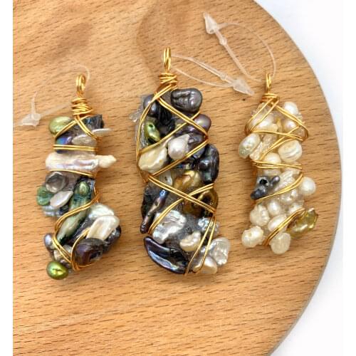 1pc Natural Freshwater Pearl Pendants Irregular Shape DIY for Making Fashion Necklace Manual Winding 15x40-30x60mm Size