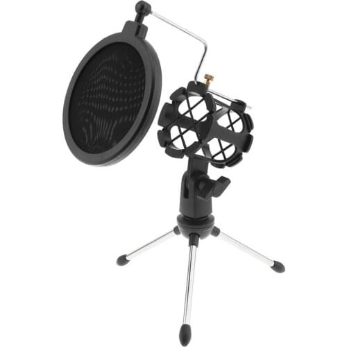 Portable Adjustable Studio Holder Desktop Tripod with Windshield Filter