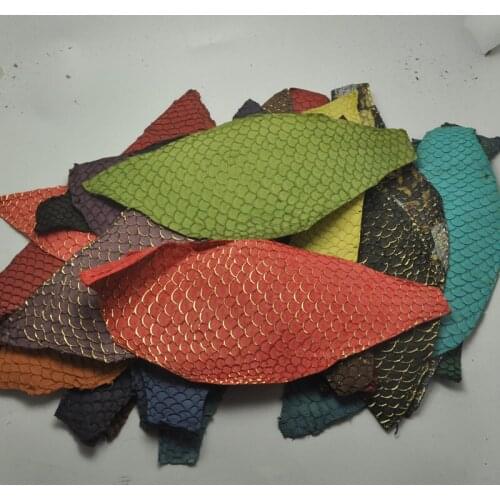 Multi Color Genuine Salmon Fish Skin Leather Piece DIY Bag Belt Shoes Accessories 25x10CM