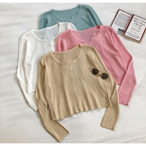 Spring Autumn Women Knitted Cashmere Sweaters Solid Color Female Thin Cardigan Jumpers Outerwear Knitwear Coats