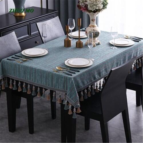 ZHUO MO stripe Hanging spike Tablecloth for Home Coffee house Wedding decoration dining cover kitchen Rectangular tablecloth