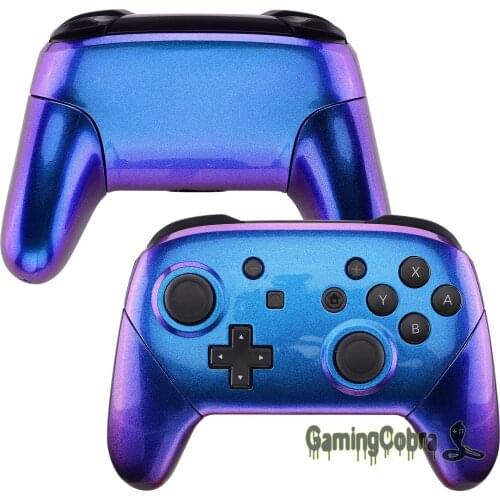 EXtremeRate Chameleon Purple Blue Faceplate & Backplate Housing Shell Cover Handles Replacement for NS Switch Pro Controller
