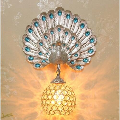 Modern Resin Peacock Decor Wall Lamp Lighting Creative LED Bedside Sconces Living Room Corridor Aisle Stairs Lamp Loft Fixtures