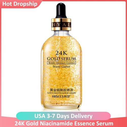 24K Gold Niacinamide Essence Face Care Serum Shrinking Pores Anti-aging Long-lasting Hydrating Original Fluid Facial Serum Cream