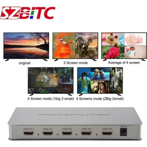 SZBITC HDMI 4x1 Multi-viewer 1080P HDMI Switch 4 in 1 out HDMI Quad Multiviewer Seamlesss Switching With Remote Control