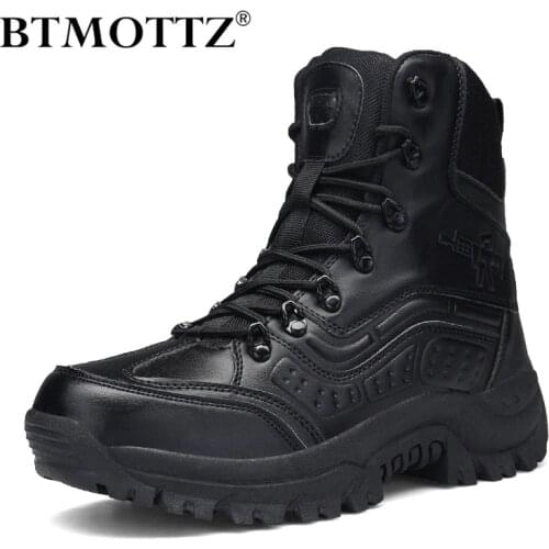 Tactical Military Combat Boots Men Genuine Leather US Army Hunting Trekking Camping Mountaineering Desert Winter Shoes BTMOTTZ