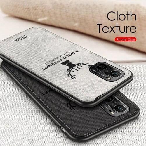 Cloth Fabric Case For Xiaomi Poco F3 X3 Pro Pocco Pocophone M F X 3 NFC Derr Pattern Silicone Shockproof Phone Cover Shell Coque