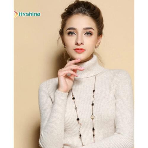 Slim-fit Woolen Sweater Womens Knitted Bottoming Shirt Turtleneck Sweater Womens Long-sleeved Autumn and Winter New Pullover