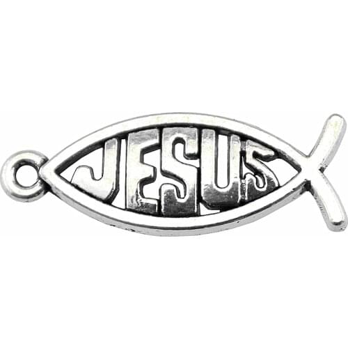 WYSIWYG 10pcs 27x10mm Pendant Jesus Fish Charm Pendants For Jewelry Making 2 Colors Christian Fish Pendants