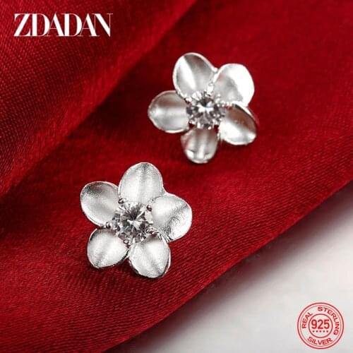 ZDADAN 925 Sterling Silver Charm Zircon Flowers For Women Fashion Engagement Party Jewelry Gift