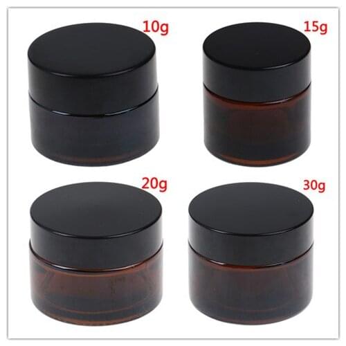 10g/15g/20g/30g Glass Amber Brown Cosmetic Face Cream Bottles Lip Balm Sample Container Jar Pot Makeup Store Vials