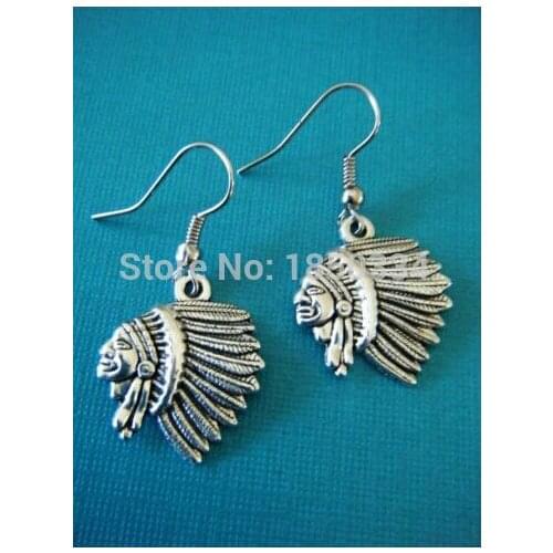 50Pair Fashion Indian Head Charms Dangle Earrings For Women With Gift Box DIY Findings Jewelry Z131