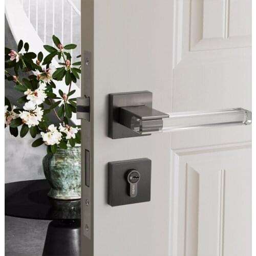 Black Crystal texture/Mute Room Door Lock Handle Fashion Interior Door Lock Anti-theft Gate Lock Furniture Hardware