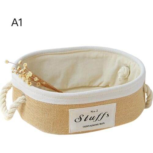 Jute Organizer Sundries Storage Box Toy Organizing Desktop Clothes Oval Kids Toys Portable Container Rectangle Snack Basket