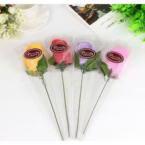 Futon 20x20cm Gift Towel four color flower CVC fabric Washcloth Wedding Gift Color 2 pcs one bag