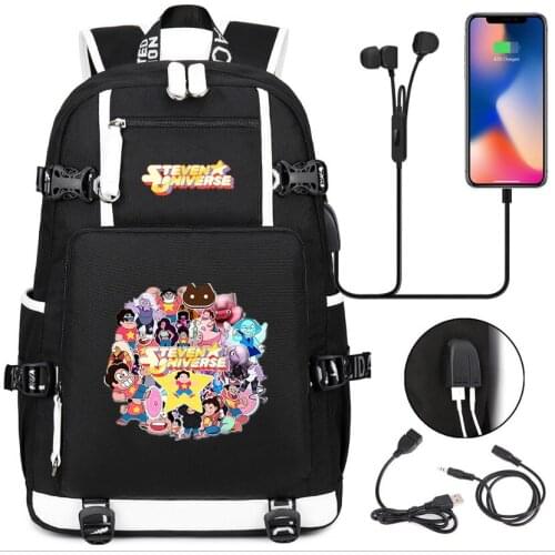 Steven Universe Crystal Gems canvas backpack travel bag School Bag usb charging shoulder bag Laptop bag rucksacks for kids