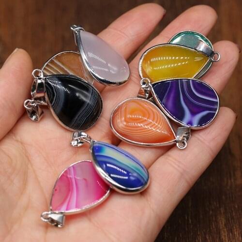 Fine Natural Stone Agates Pendants Water Drop Reiki Heal Agates Crystal for Jewelry Making DIY Necklace Earrings Crafts