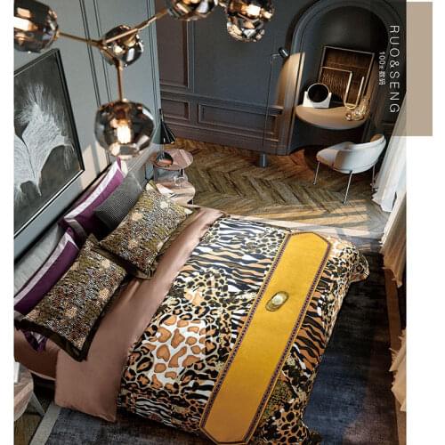 100S High density Bedding Sets Home Textile Big Leopard Print Bedding Egyptian cotton Bed linen Bed Camouflage Duvet Cover Sheet
