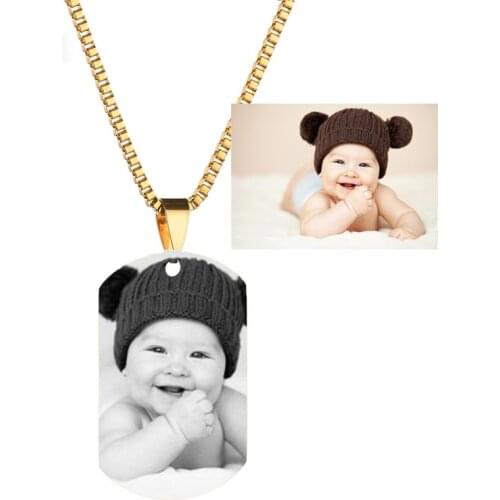 Pictures Engrave Image Pendants Necklaces Personality Customized Nameplate Necklace for Family Lover Pet Stainless Steel Gift