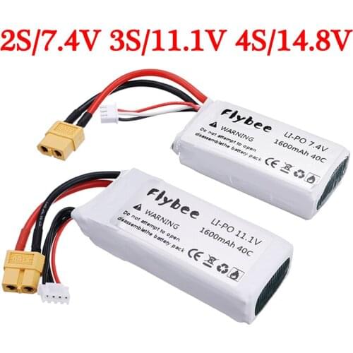 7.4V/2S 11.1V/3S 14.8v/4S 1600mAh 40C Lipo battery XT60 Plug for RC Car Airplane Quadcopter parts 11.1V battery for RC toys 1pcs