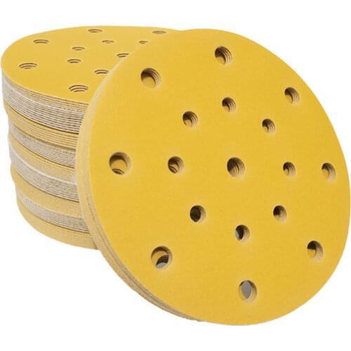 100pcs 150mm 80 Sandpaper Round Shape Sanding Discs Hook Loop Sanding Paper Buffing Sheet Sandpaper 17 Hole Sander Polishing Pad
