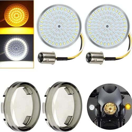 1157 Front Turn Signal Light Bulb with Smoke Lens Cover,2 Inches LED for 1986-2020 White/Amber