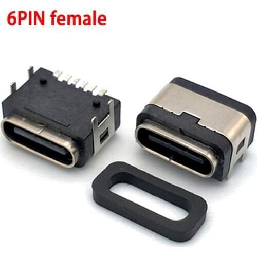 2pc 5pc Type c Micro 6P IPX7 female seat waterproof USB connector jack Charging port socket power For Lenovo HUAWEI phone tablet