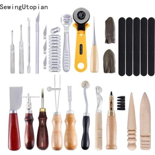 20PCS Leather Punching Tools Sewing Kit of Leather Saddle Sewing Work for Crafts Sewing Tools Cutting Tools