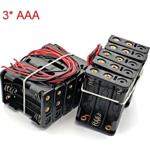 3 * AAA Battery Box Case Holder With Wire Leads Side By Side Battery Box Connecting Solder For 3 Pcs AAA Batteries