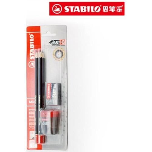 3 Sets/Lot Stabilo 288 Standard Pencils Set Non-toxic Exam Grade Solid 2.5mm Lead Wooden 2B Pencil Eraser Pencil Sharpener