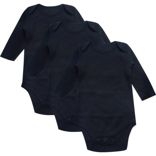 3PCS/Lot Baby Bodysuits Clothes Long Sleeve Solid color black and white Newborn Unisex Boys Girl Summer Infant Jumpsuit