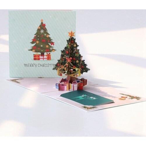 3D Christmas Tree Greeting Card Color Printing Hollow Carving Greeting Card Blessing Thanksgiving Creative Card Kid Gift