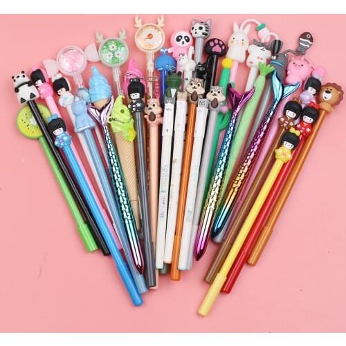 48Pcs Creative Cute Gel Pens Bunny Cactus Unicorn Kawaii Stationery Funny School Thing Writing Rollerball Ballpoint Medium Line