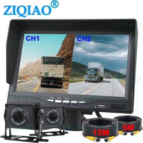 ZIQIAO 7 Inch AHD Truck Bus Monitor Night Vision Reversing Rear View Camera 128G 2 Split Screen A701